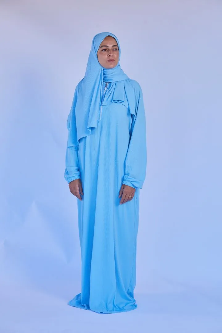 Adult Prayer BluePrayer Clothes  One Piece  with a Wrap around the Head Scarf