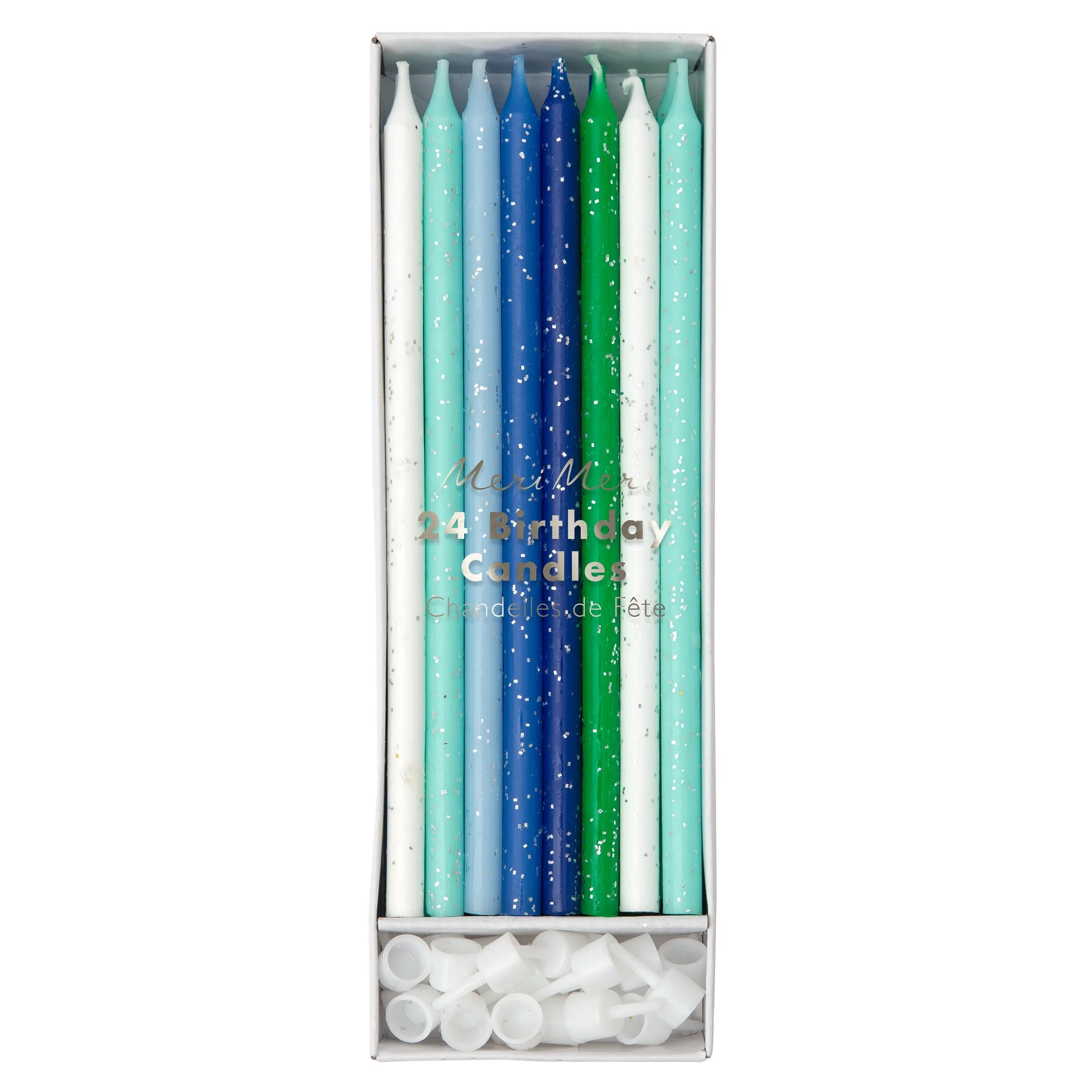 Blue & Green Glitter Birthday Candles