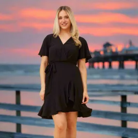 Mock Wrap Dress - Black