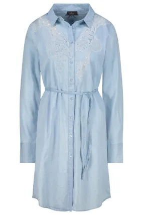 Monari 409056 Blue Denim Shirt Dress With Lace
