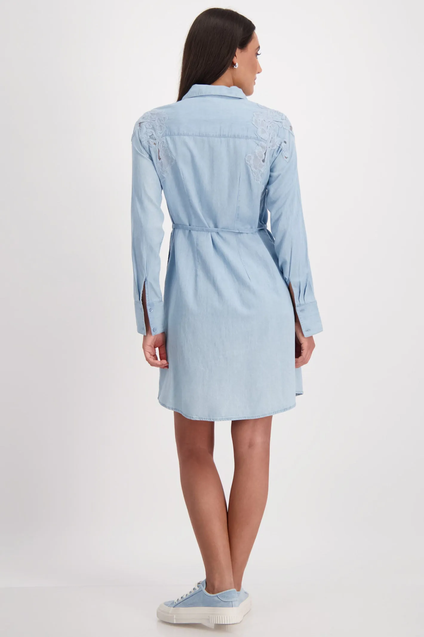 Monari 409056 Blue Denim Shirt Dress With Lace