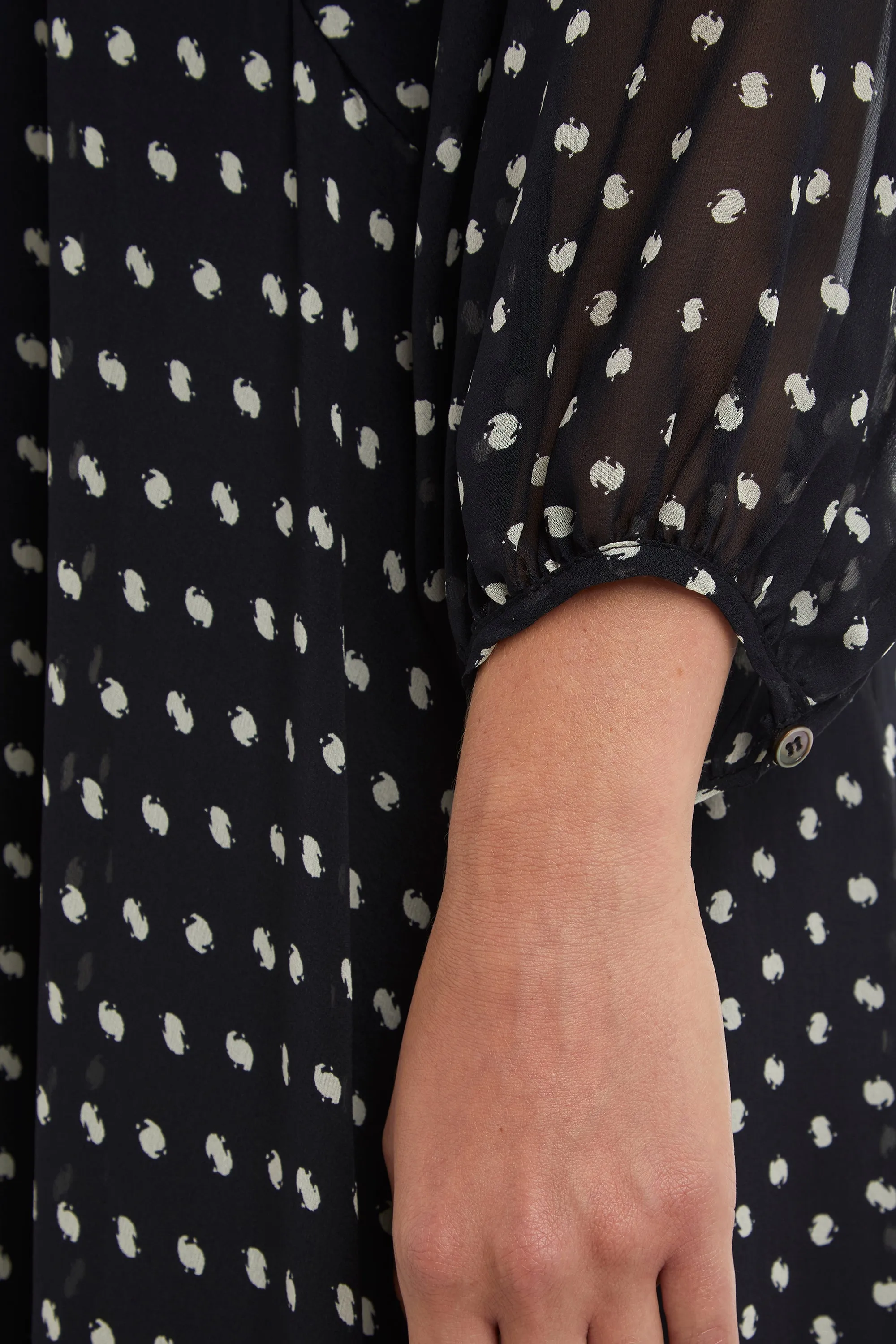 Navy/Cream Thea Fit And Flare Silk Dress
