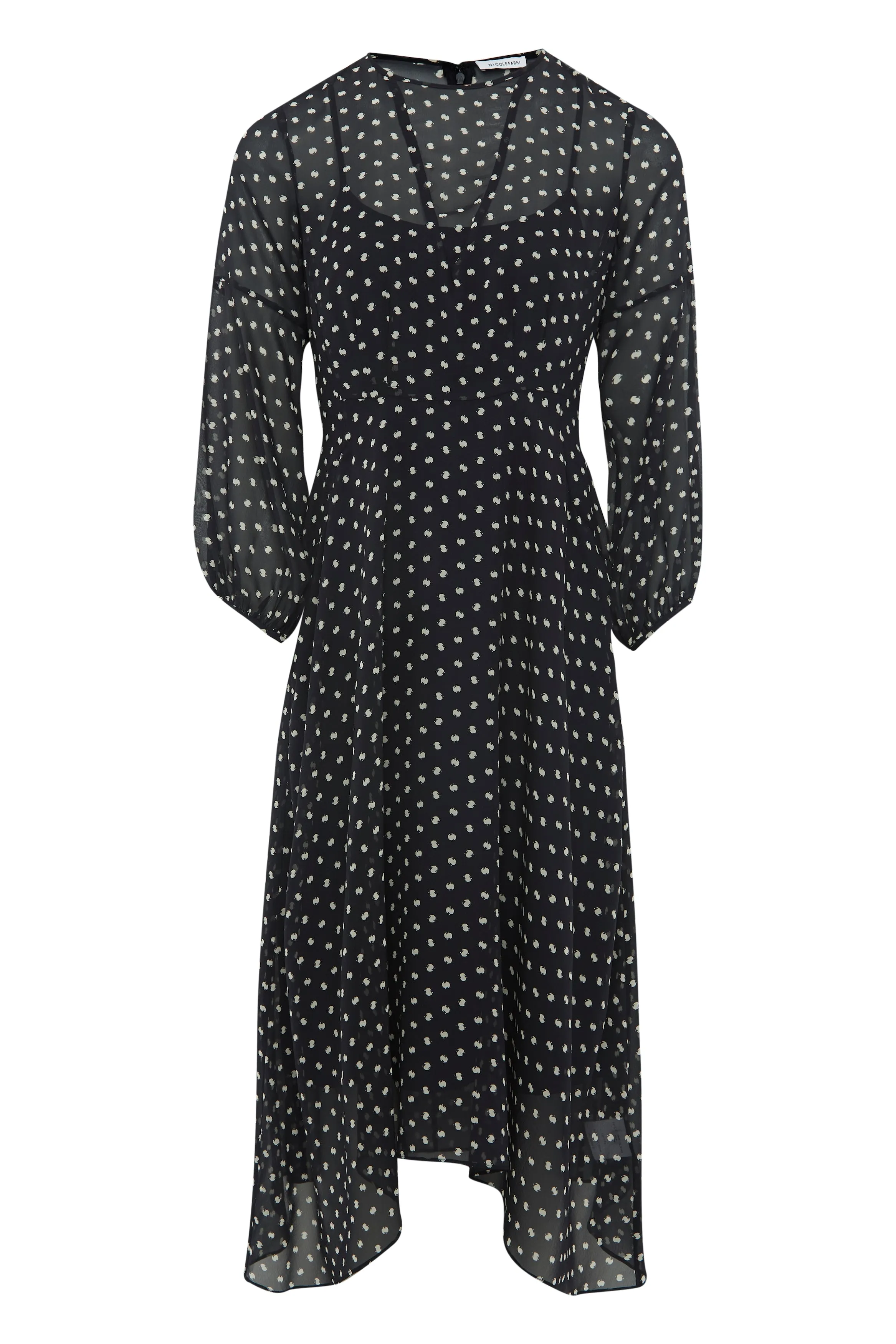 Navy/Cream Thea Fit And Flare Silk Dress