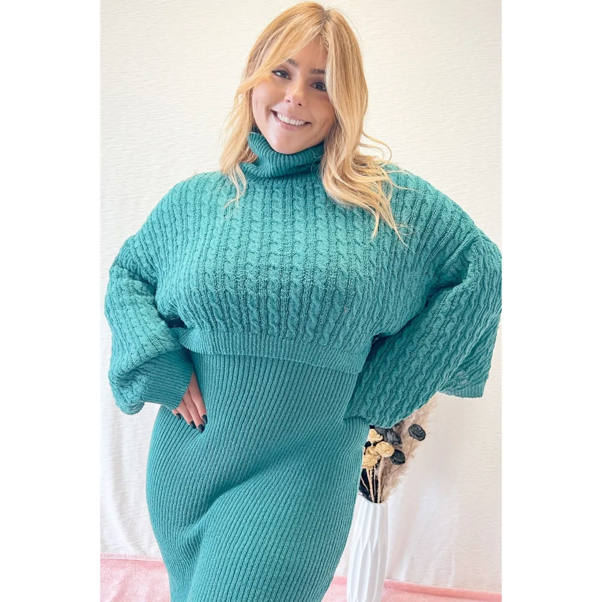 Sweater Knit Shawl N Sweater Dress Set
